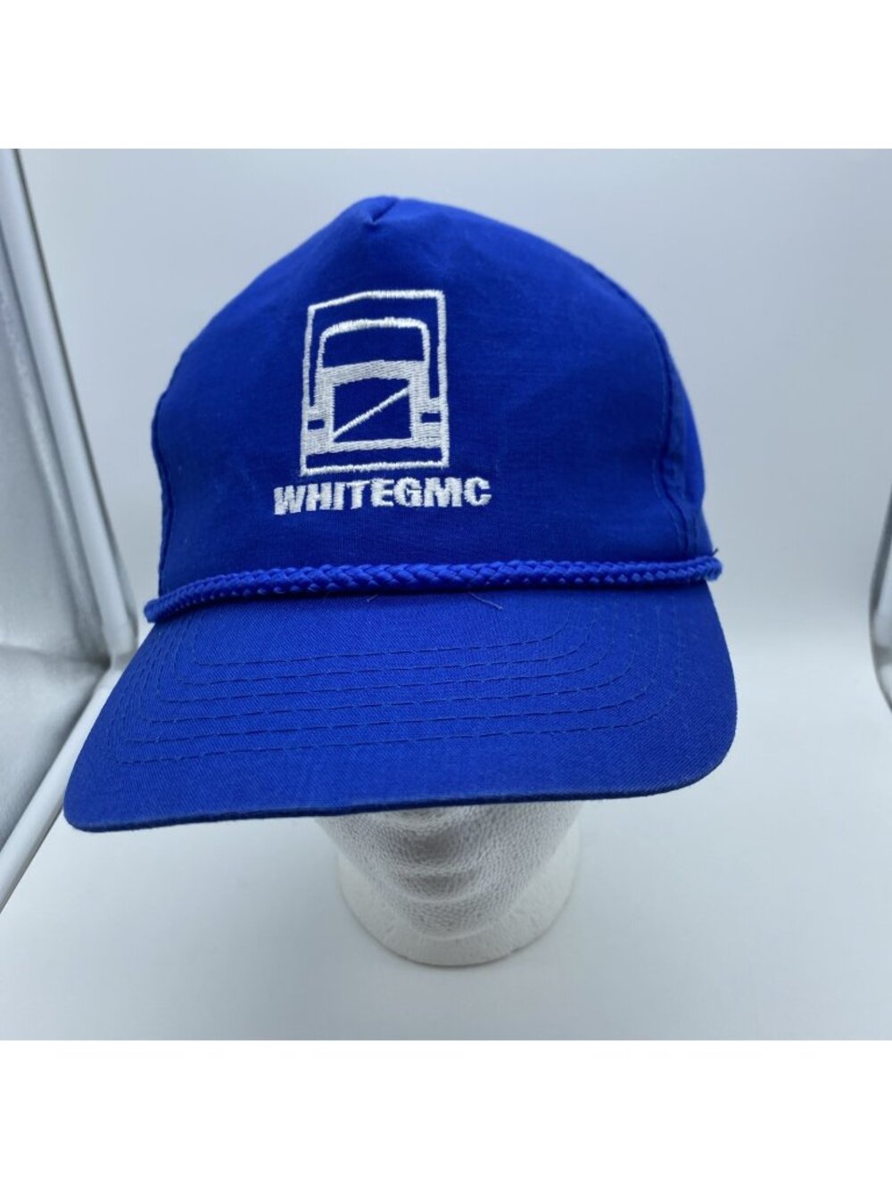 Vintage White GMC Blue Cap Hat Snap-back Youngan